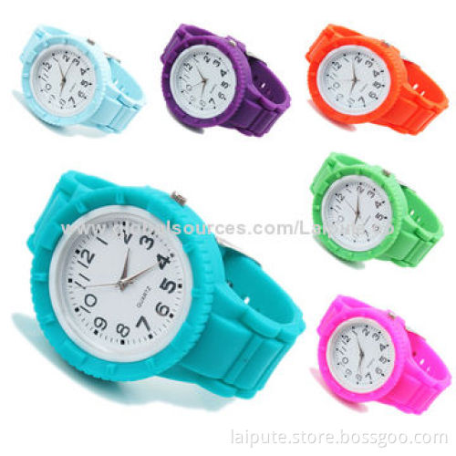 Silicone Sports Analog Quartz Watch with Colorful Band Available